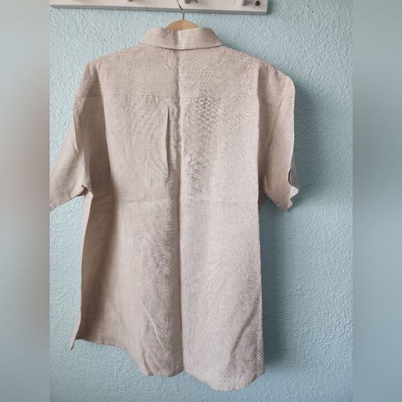 Bohio linen button down shirt tropical Resort coastal short sleeve - Picture 5 of 10